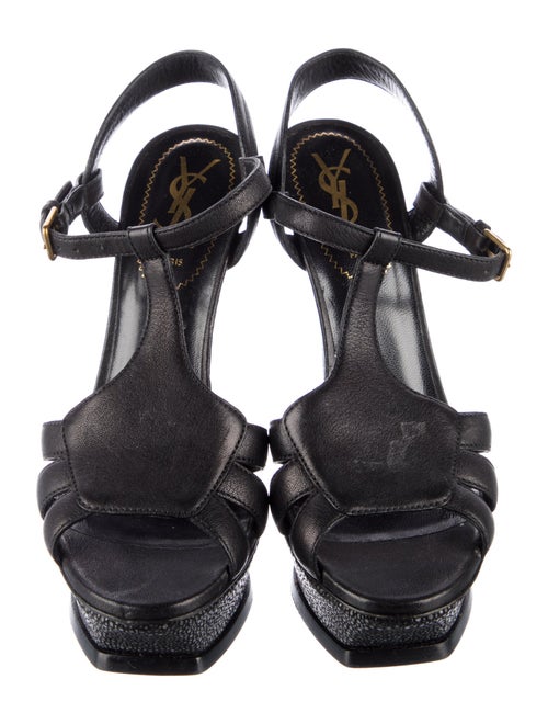 Yves Saint Laurent Rive Gauche Leather T-Strap Sandals