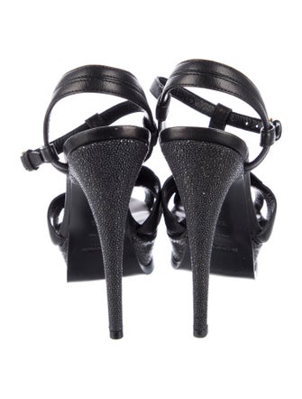 Yves Saint Laurent Rive Gauche Leather T-Strap Sandals