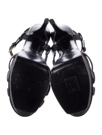 Yves Saint Laurent Rive Gauche Leather T-Strap Sandals