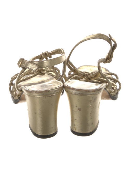 Yves Saint Laurent Rive Gauche Leather Braided Accents Slingback Sandals