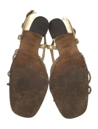 Yves Saint Laurent Rive Gauche Leather Braided Accents Slingback Sandals