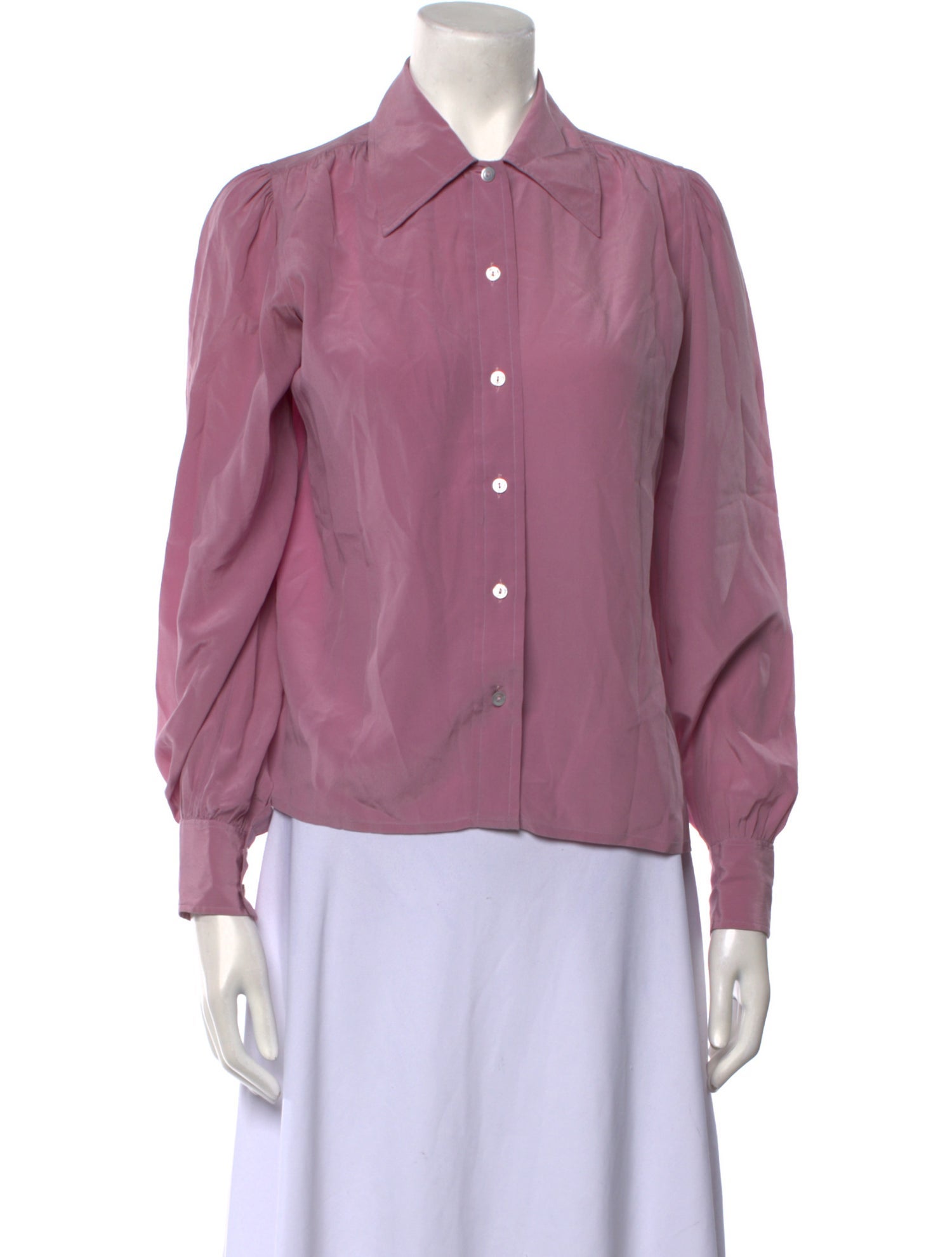 Yves Saint Laurent Rive Gauche Vintage Silk Button-Up Top