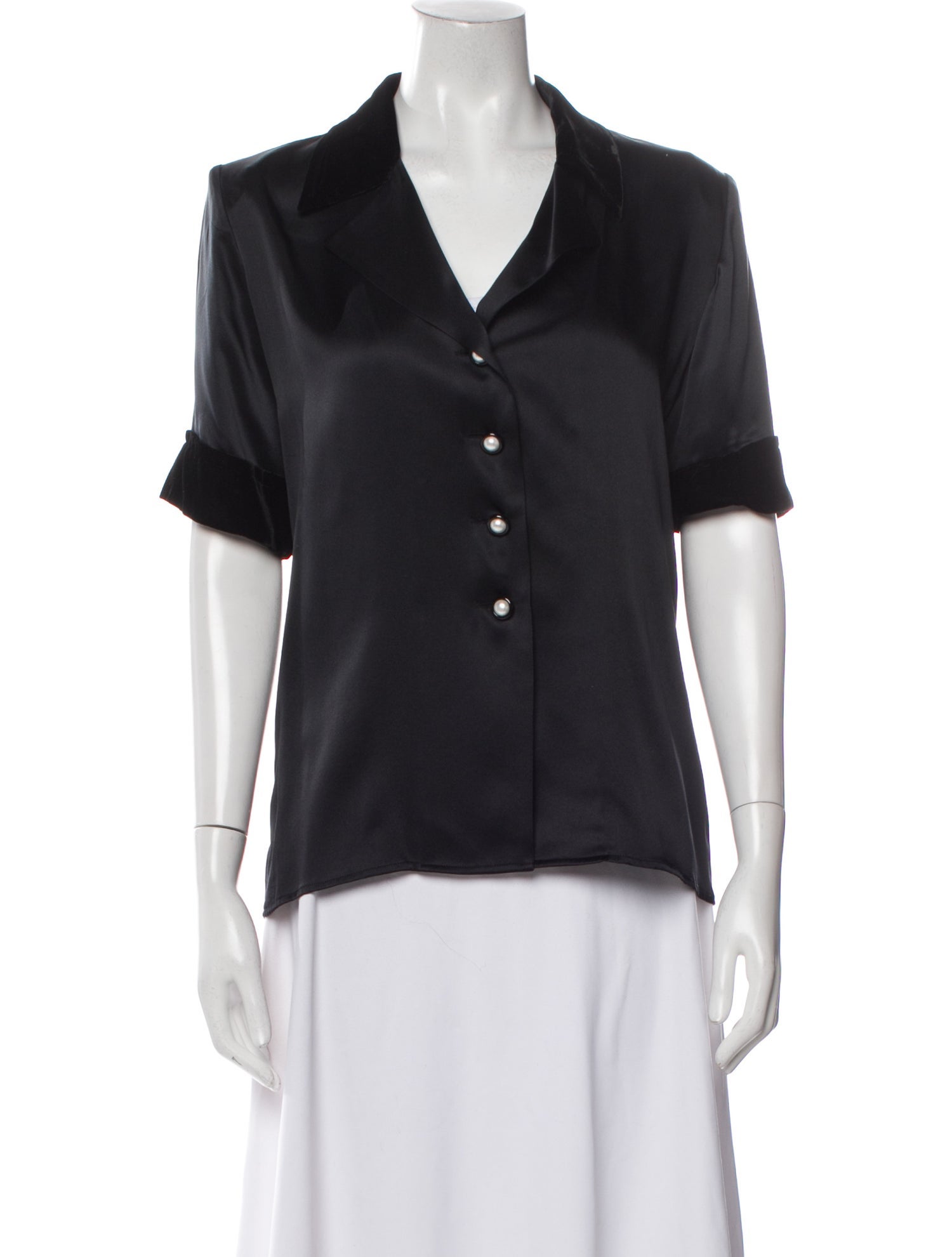 Yves Saint Laurent Rive Gauche Vintage Late 1980's - Early 1990's Button-Up Top