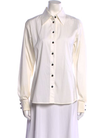 Yves Saint Laurent Rive Gauche Long Sleeve Button-Up Top