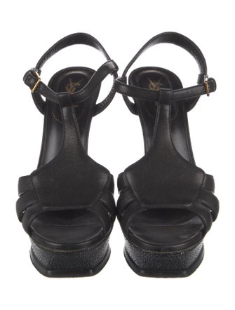 Yves Saint Laurent Rive Gauche Leather T-Strap Sandals