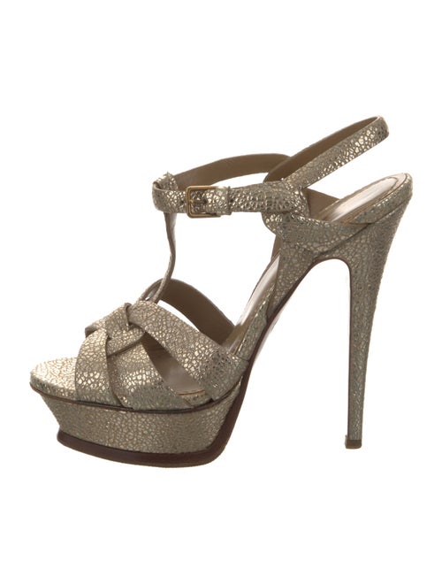 Yves Saint Laurent Rive Gauche Leather T-Strap Sandals