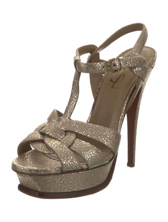 Yves Saint Laurent Rive Gauche Leather T-Strap Sandals