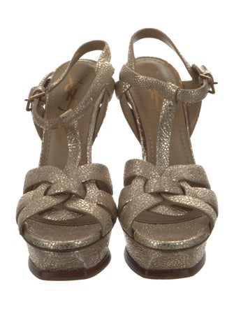 Yves Saint Laurent Rive Gauche Leather T-Strap Sandals
