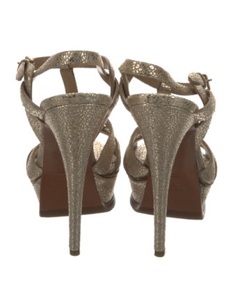 Yves Saint Laurent Rive Gauche Leather T-Strap Sandals