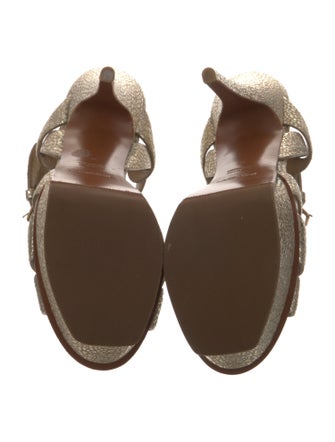 Yves Saint Laurent Rive Gauche Leather T-Strap Sandals