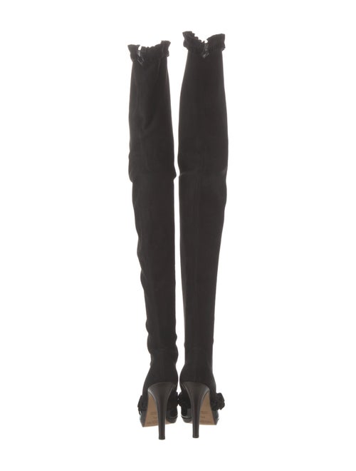 Yves Saint Laurent Rive Gauche Suede Bow Accents Sock Boots