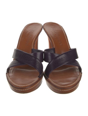 Yves Saint Laurent Rive Gauche Leather Slides