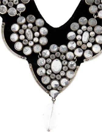 Yves Saint Laurent Rive Gauche Crystal & Velvet Bib Necklace