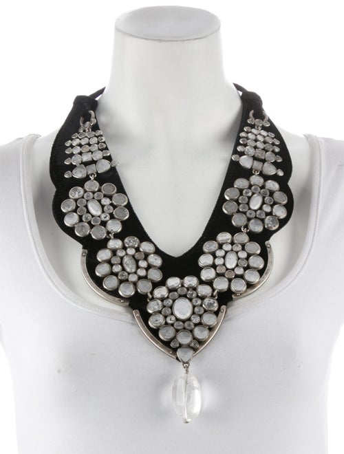 Yves Saint Laurent Rive Gauche Crystal & Velvet Bib Necklace