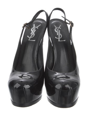 Yves Saint Laurent Rive Gauche Patent Leather Slingback Pumps