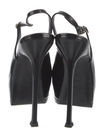 Yves Saint Laurent Rive Gauche Patent Leather Slingback Pumps