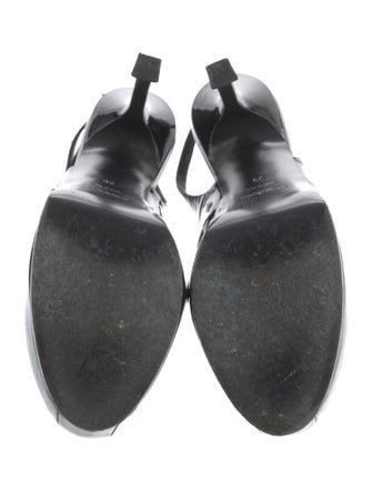 Yves Saint Laurent Rive Gauche Patent Leather Slingback Pumps