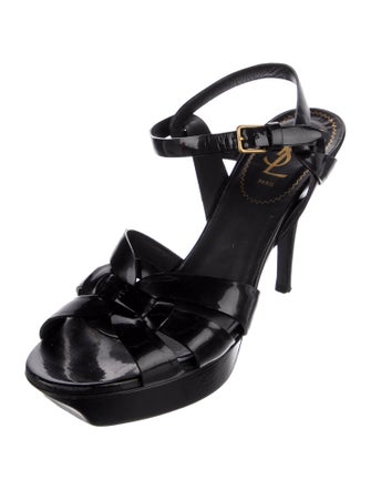 Yves Saint Laurent Rive Gauche Patent Leather Sandals