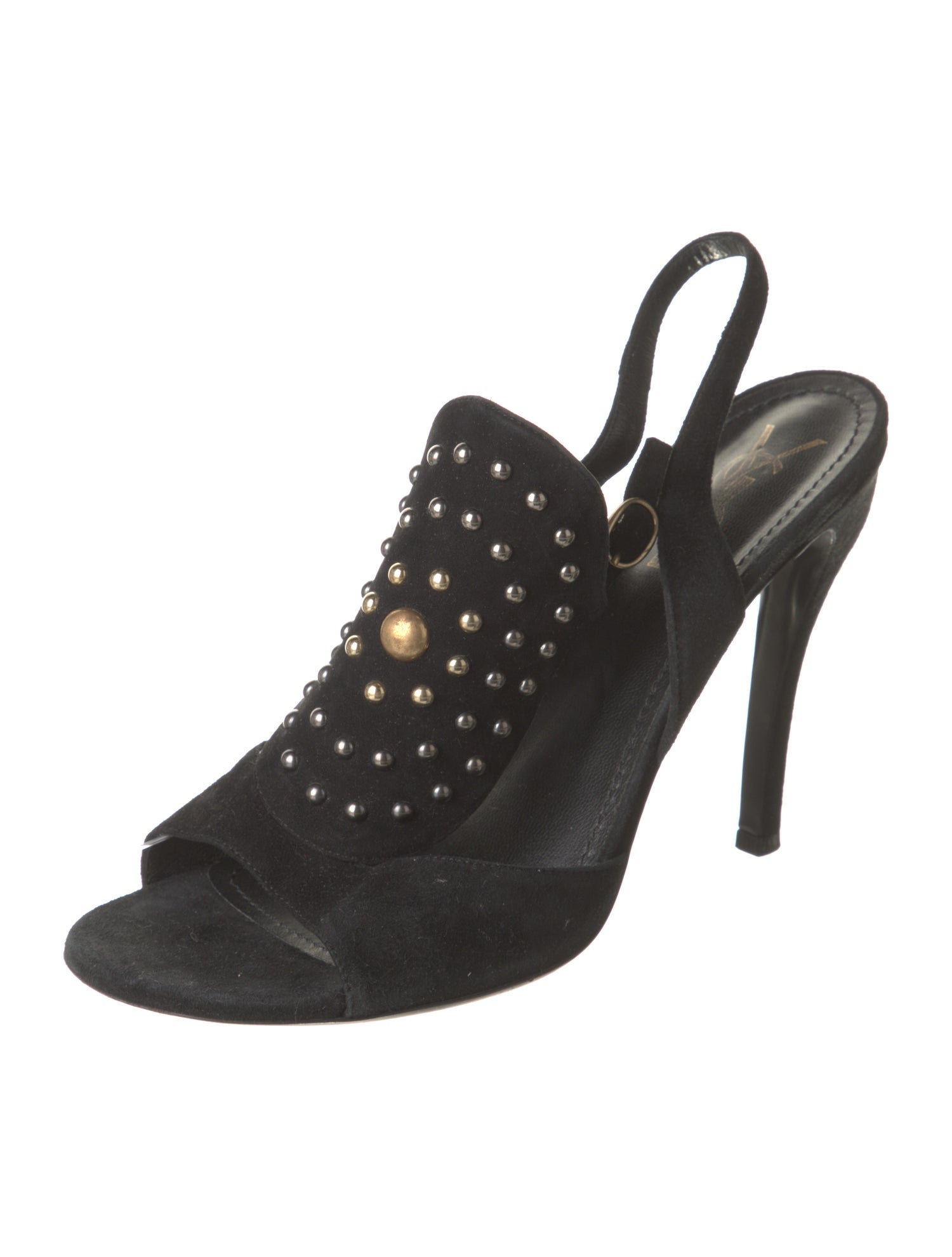 Yves Saint Laurent Rive Gauche Suede Studded Accents Slingback Sandals