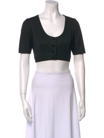 Yves Saint Laurent Rive Gauche Scoop Neck Short Sleeve Crop Top