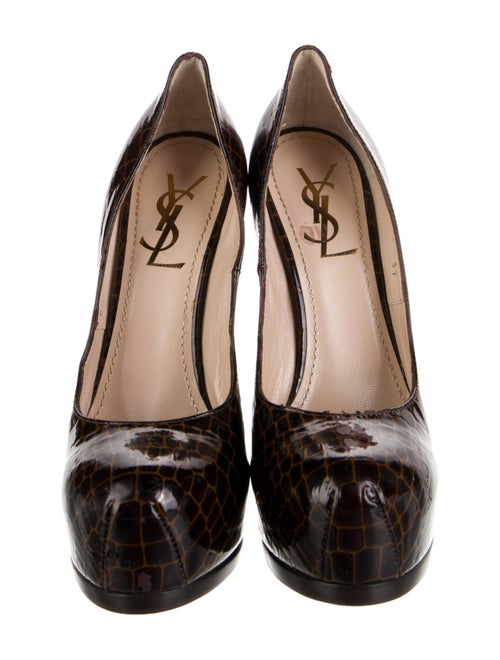 Yves Saint Laurent Rive Gauche Patent Leather Animal Print Pumps