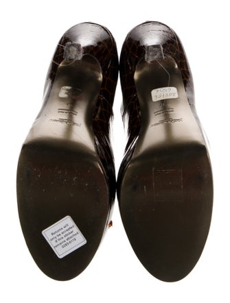 Yves Saint Laurent Rive Gauche Patent Leather Animal Print Pumps