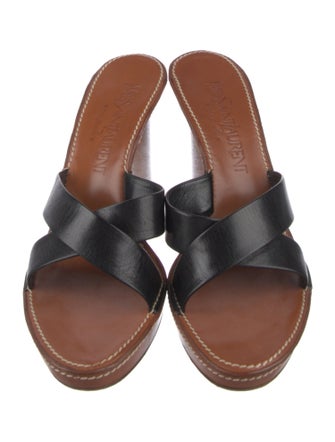 Yves Saint Laurent Rive Gauche Leather Slides