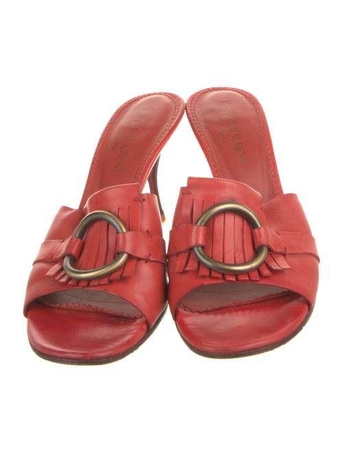 Yves Saint Laurent Rive Gauche Leather Fringe Trim Accent Sandals
