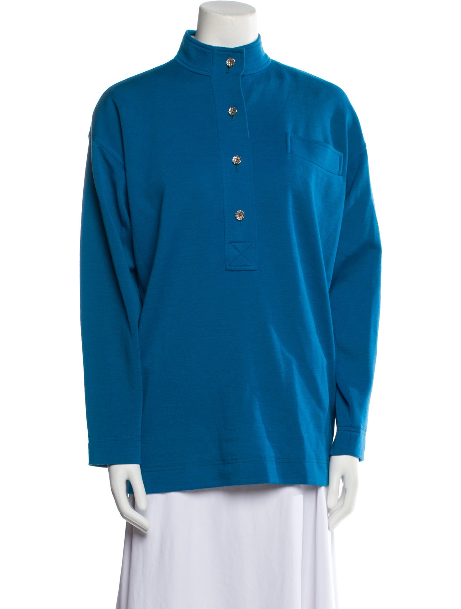 Yves Saint Laurent Rive Gauche Silk Mock Neck Sweatshirt