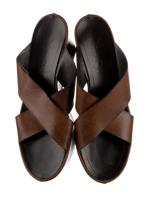 Yves Saint Laurent Rive Gauche Leather Slides