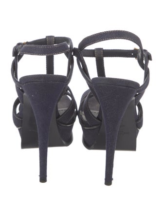 Yves Saint Laurent Rive Gauche Denim T-Strap Sandals