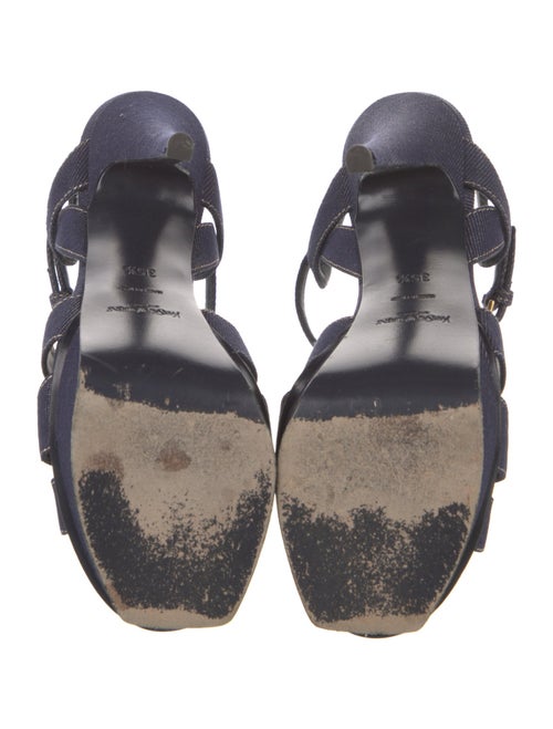 Yves Saint Laurent Rive Gauche Denim T-Strap Sandals