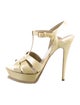 Yves Saint Laurent Rive Gauche Patent Leather T-Strap Sandals