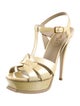 Yves Saint Laurent Rive Gauche Patent Leather T-Strap Sandals