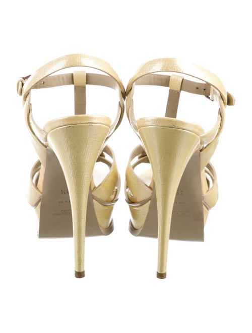Yves Saint Laurent Rive Gauche Patent Leather T-Strap Sandals