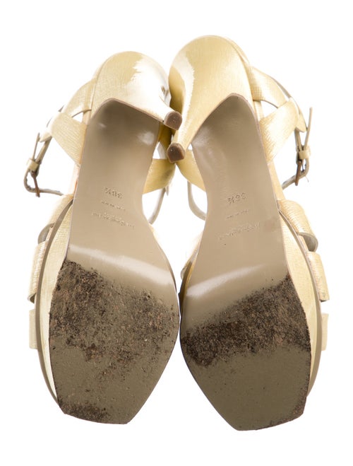 Yves Saint Laurent Rive Gauche Patent Leather T-Strap Sandals
