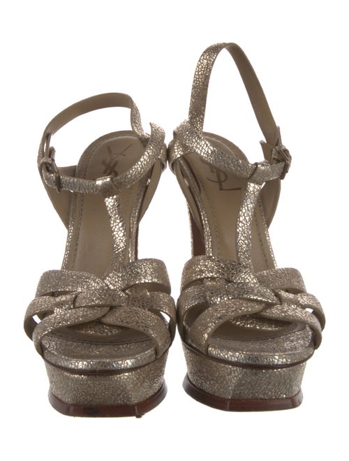 Yves Saint Laurent Rive Gauche Leather T-Strap Sandals
