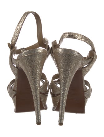 Yves Saint Laurent Rive Gauche Leather T-Strap Sandals