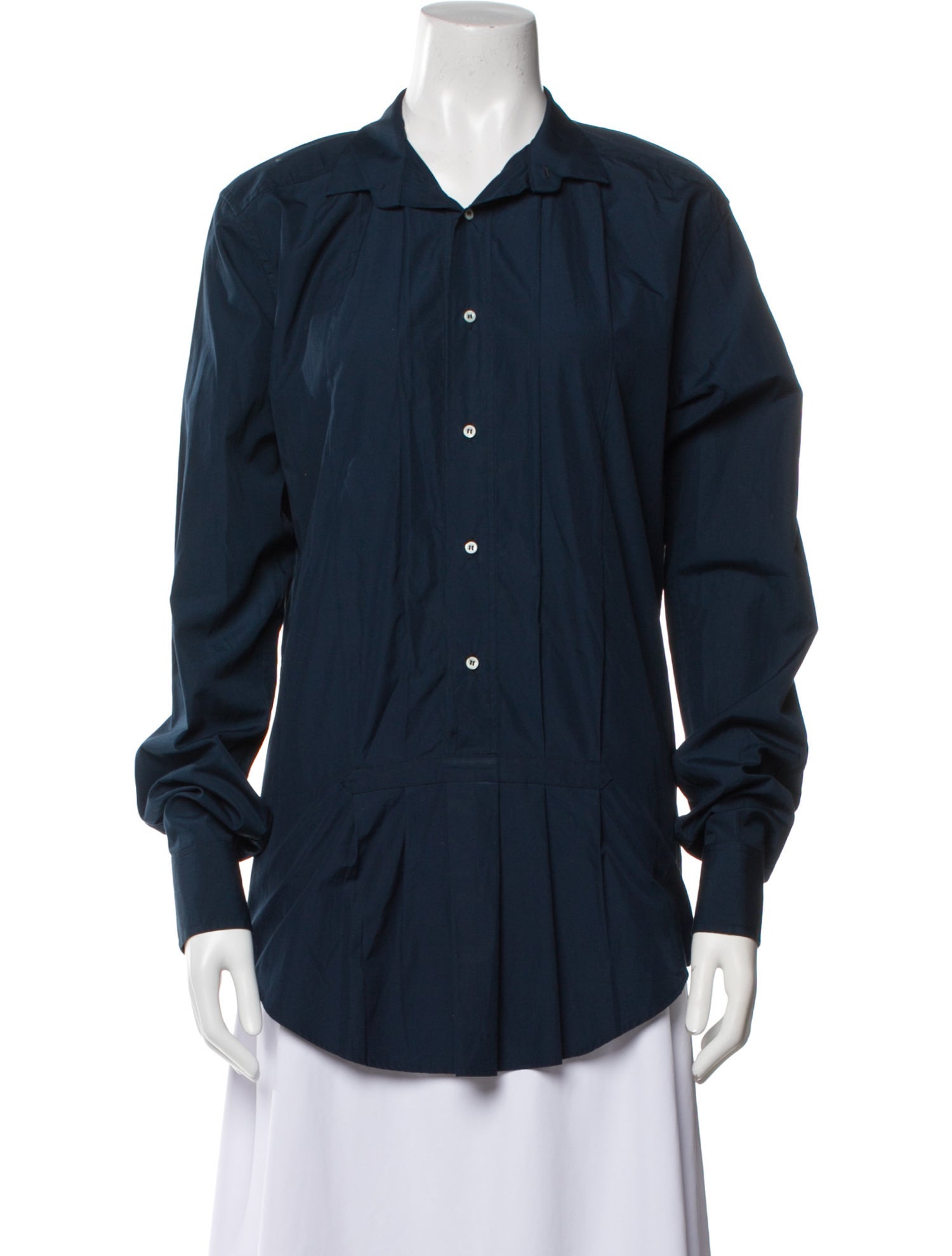 Yves Saint Laurent Rive Gauche Long Sleeve Button-Up Top