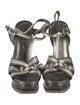 Yves Saint Laurent Rive Gauche Leather Braided Accents T-Strap Sandals