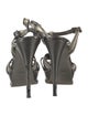 Yves Saint Laurent Rive Gauche Leather Braided Accents T-Strap Sandals