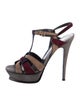 Yves Saint Laurent Rive Gauche Suede Printed T-Strap Sandals