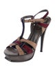 Yves Saint Laurent Rive Gauche Suede Printed T-Strap Sandals
