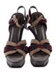 Yves Saint Laurent Rive Gauche Suede Printed T-Strap Sandals