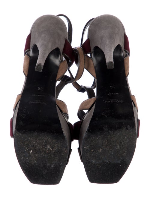 Yves Saint Laurent Rive Gauche Suede Printed T-Strap Sandals