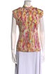 Yves Saint Laurent Rive Gauche Printed Mock Neck Blouse