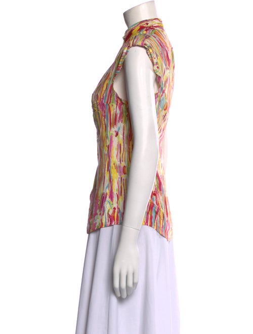 Yves Saint Laurent Rive Gauche Printed Mock Neck Blouse