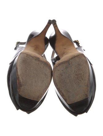 Yves Saint Laurent Rive Gauche Patent Leather Slingback Pumps