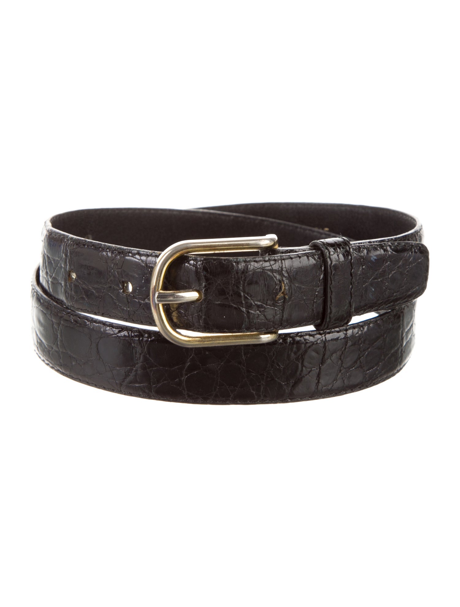 Yves Saint Laurent Rive Gauche Skinny Crocodile Belt