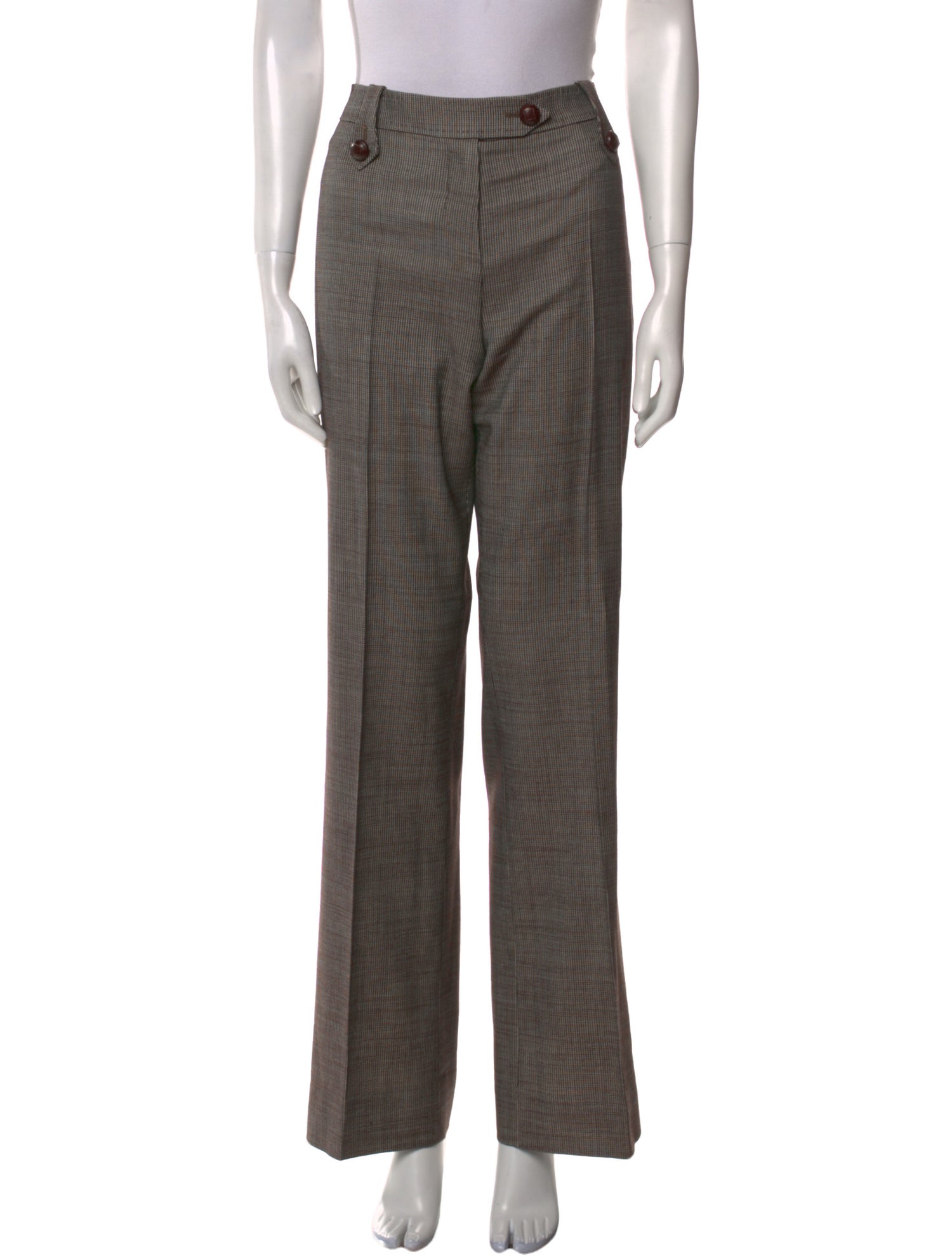 Yves Saint Laurent Rive Gauche Wool Straight Leg Pants